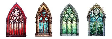 Premium Ai Image Gothic Grandeur Of Stained Glass Window Set Medieval