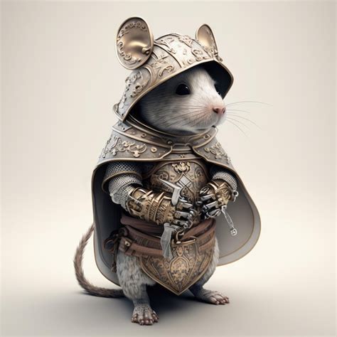 Premium Photo A Mouse Wearing A Costume And A Sword Is Standing In A