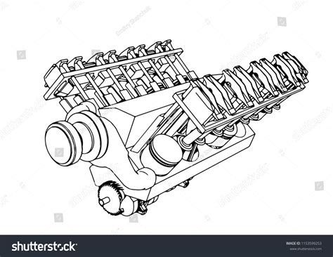 Vector Outline Engine Stock Vector Royalty Free 1153599253 Shutterstock