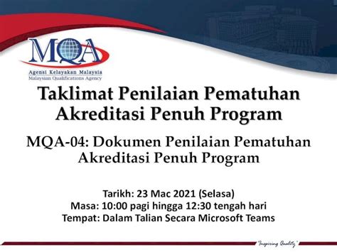 PDF Taklimat Penilaian Pematuhan Akreditasi Penuh Program Standard