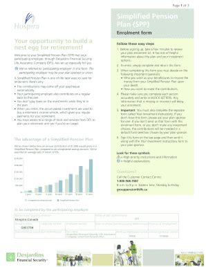 Fillable Online Simplified Pension Plan SPP Desjardins Life