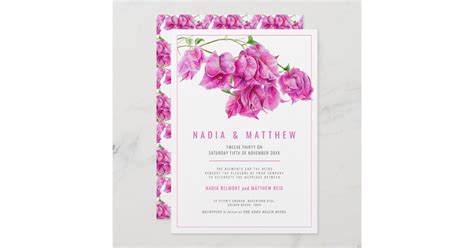 Bougainvillea pink purple watercolor wedding invitation | Zazzle