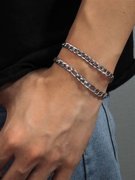 Hombres Piezas Pulsera Vinculada Minimalista En Cadenas Para