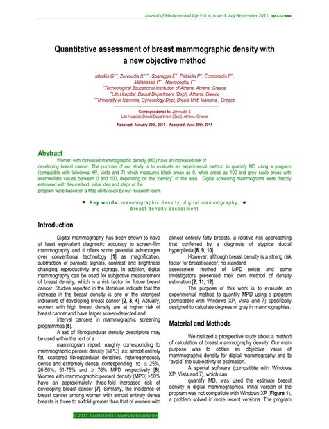 Pdf Quantitative Assessment Of Breast Mammographic Density With A New