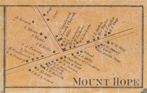 Mount Hope Village New York 1859 Old Town Map Custom Print With