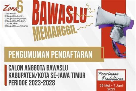 Pendaftaran Calon Anggota Bawaslu Jatim Zona Dibuka Cek Di Sini