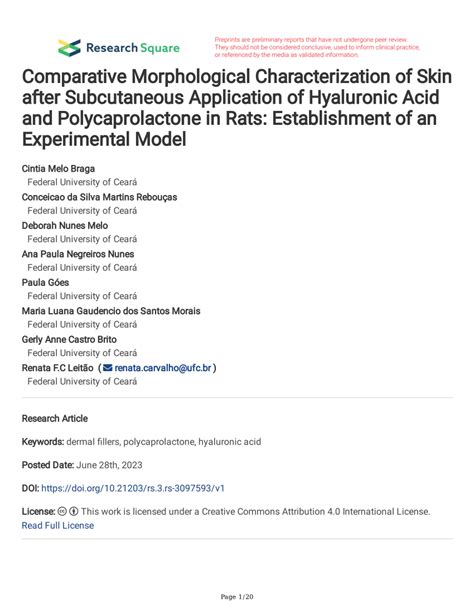 Pdf Comparative Morphological Characterization Of Skin After