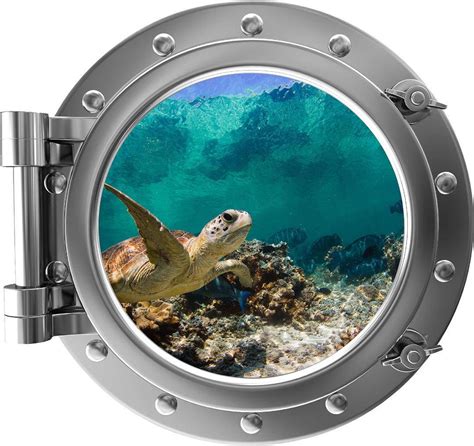 Port Scape Sea Turtle 4 Porthole Window Wall Decal Sticker Etsy