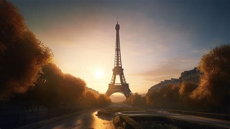 Premium Photo Beautiful View Of The Eiffel Tower In Paris Generative Ai