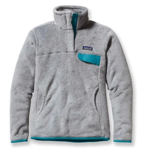 Patagonia Retool Fleece Women Snap Pullover Gray Teal Polartec Size