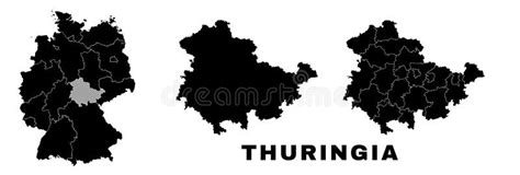 Thuringia Map German State Germany Administrative Regions And