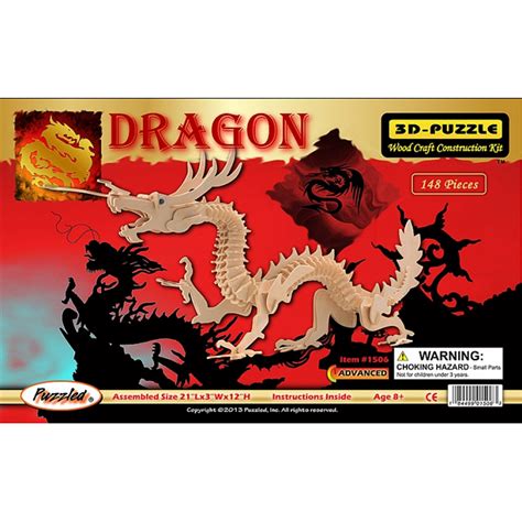 Dragon - Medium - 3D Wooden Puzzle | Wooden Models & Kits | Puzzle Master Inc