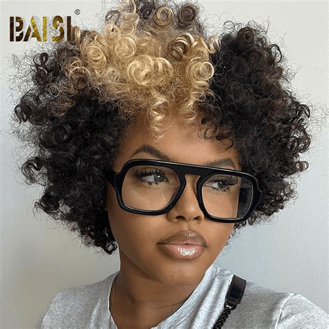 Baisi Afro Curl Highlight With Bang Wig In 2024 Natural Hair Styles