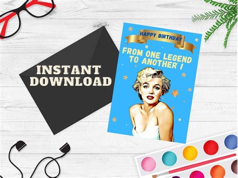 Marilyn Monroe Printable Birthday Card Marilyn Monroe Etsy