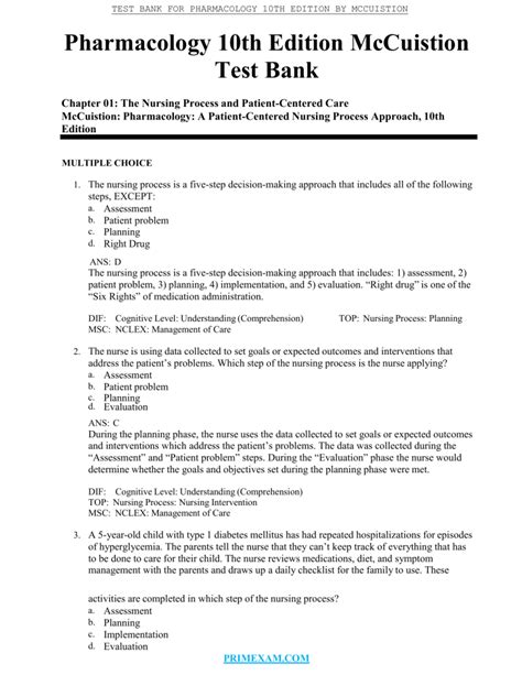 Pharmacology Th Edition Mccuistion Test Bank Mokvs