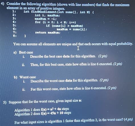 Solved Consider The Following Algorithm Shown With Line