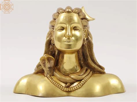 12" Brass Adiyogi Shiva Bust | Exotic India Art