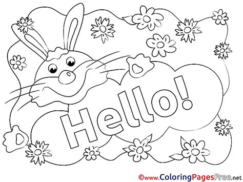 Rabbit Hello Coloring Pages Free