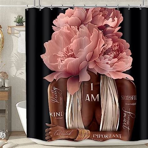 Pink Romantic Roses Shower Curtain 4 Piece Sets With Non Slip Rugs Toilet Lid Cover