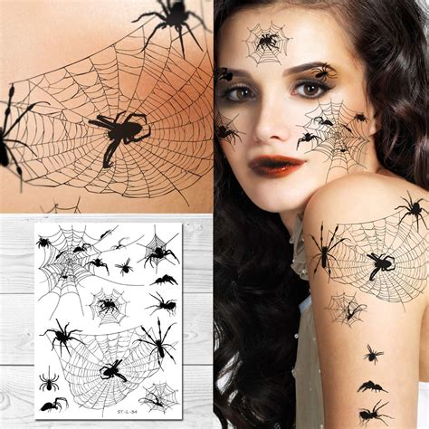 Supperb Temporary Tattoos Halloween Face Tattoos Horror Cobweb Spider