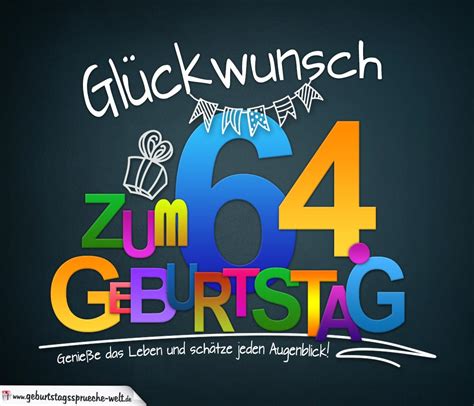 Sprüche zum 64 Geburtstag Karte mit schönem Spruch zum Nachdenken