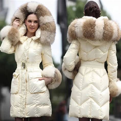 Real Fur Coats For Women Winter Down Coat Natural Raccoon Fur Hood