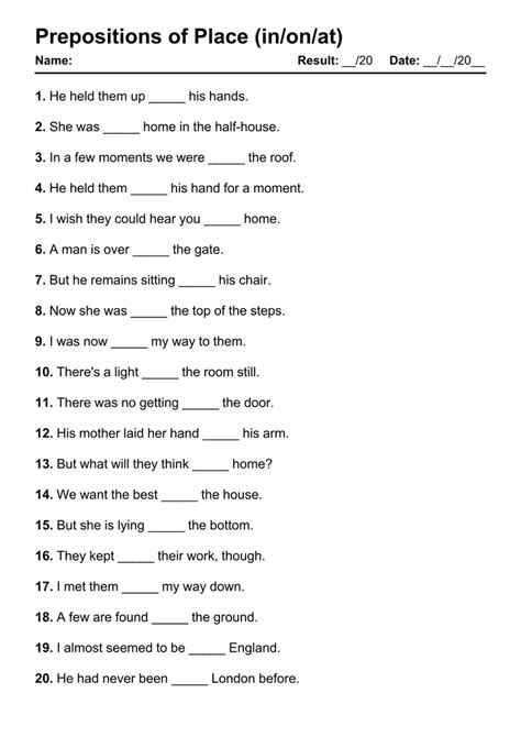 Printable Prepositions Of Place Pdf Worksheets Grammarism