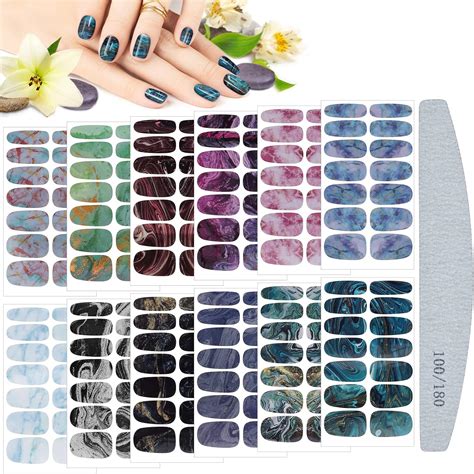 Kalolary Nail Sticker Couverture Compl Te Pleine Feuilles Marbre