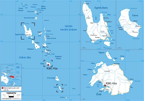 Large Size Road Map Of Vanuatu Worldometer