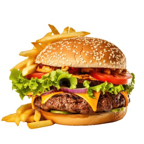 Burger And Fries Delicious Fast Food Combo Transparent Background, Food ...