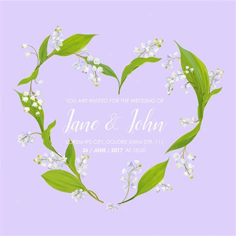 Premium Vector Floral Wedding Invitation Template With Spring Lily Of