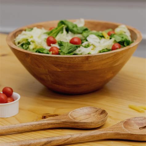 Folkulture Wooden Salad Bowl Set With Servers 12 D X Etsy