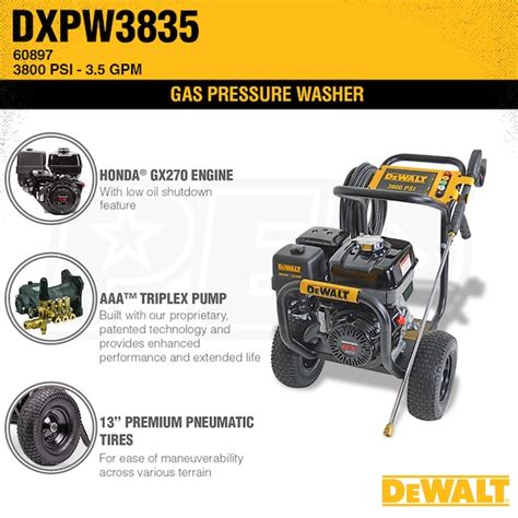 Dewalt Professional 3800 Psi Gas Cold Water Pressure Washer W Aaa