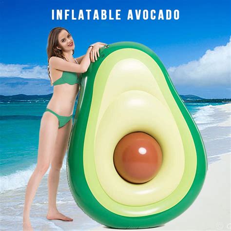 Adult Giant Inflatable Avocado Pool Float Tube 160x125cm Swim Ring Toy