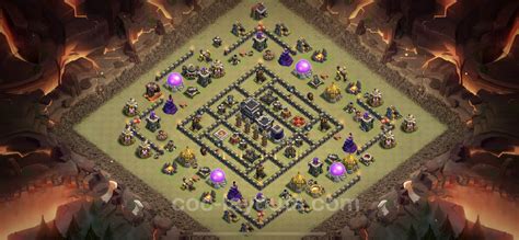 Best Anti 3 Stars War Base Th9 With Link Anti Air Dragon Town Hall