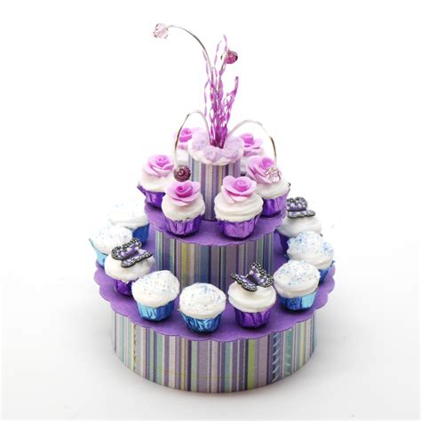 Purple Stripe Cupcake Display Stewart Dollhouse Creations