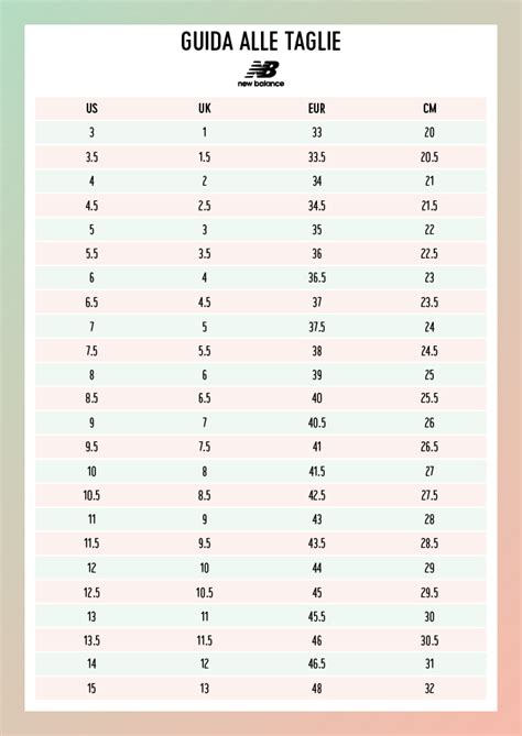 Size Chart Shoes New Balance Here