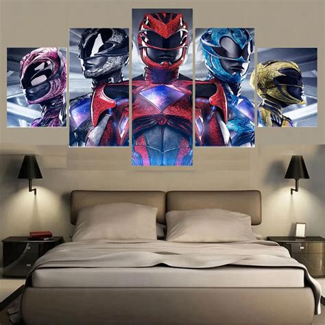 5 Panel Canvas Painting Power Rangers Wall Art Home Living Room Hd ...