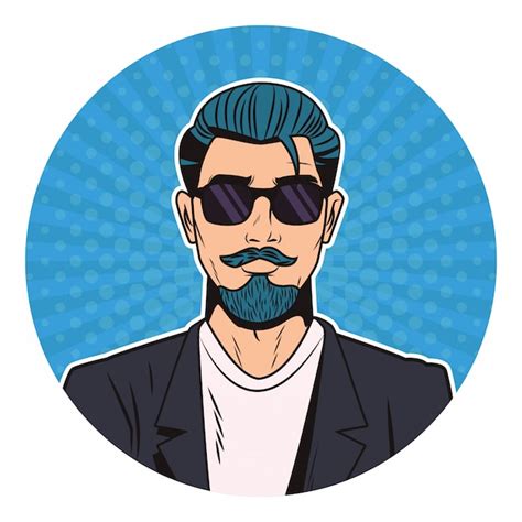 Dibujos Animados De Arte Pop De Hombre Hipster Vector Premium