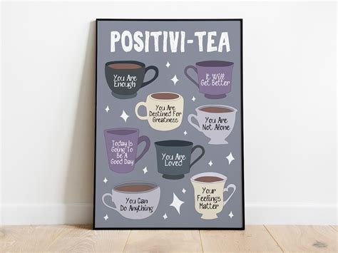 Positivitea Tea Cup Art Print Tea Drinker Gifts For Her Gifts For Tea