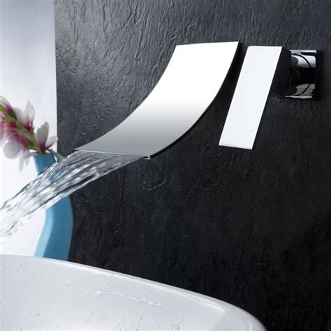 Leon - Chrome Wall Mount Waterfall Flow Single Handle Faucet – Warmly