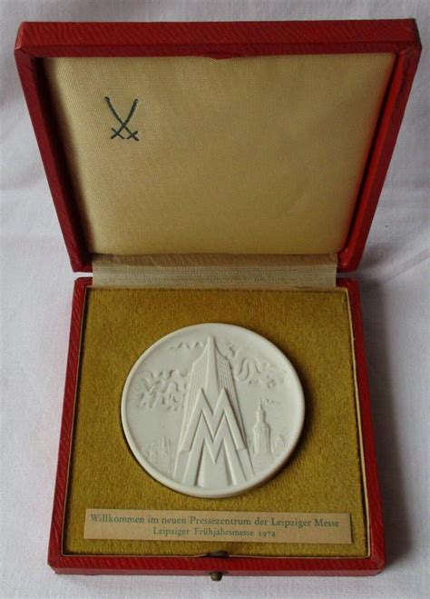 Ddr Meissner Porzellan Medaille Leipziger Fr Hjahrsmesse