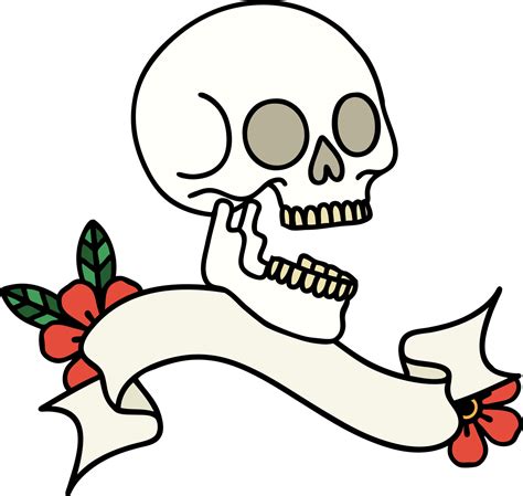 tattoo with banner of a skull 12103296 Vector Art at Vecteezy