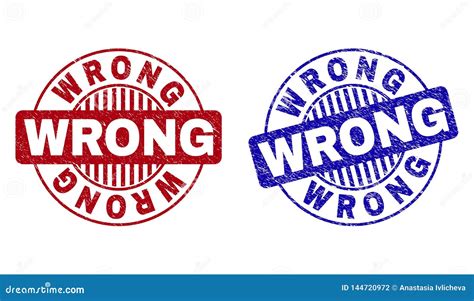 Grunge Wrong Textured Round Stamps Stock Vector Illustration Of