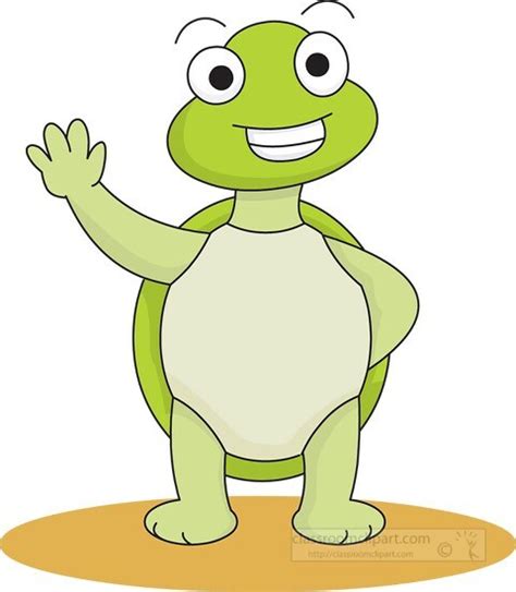 Cute Turtle Waving Classroom Clipart