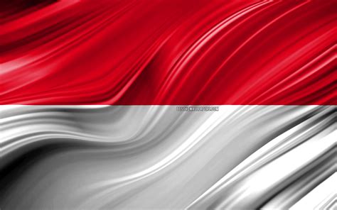 Download Wallpapers 4k Indonesian Flag Asian Countries 3d Waves