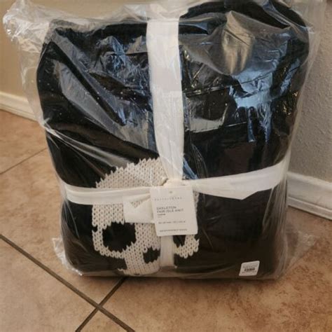 New Pottery Barn Mr Bones Skeleton Isle Fair Knit Jacquard Sherpa