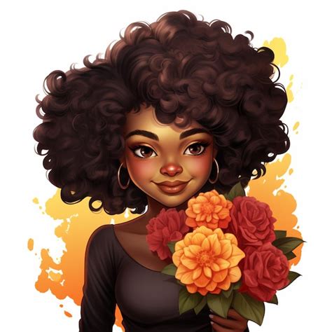 Ilustra O Dos Desenhos Animados De Uma Mulher Um Ramo De Flores Na