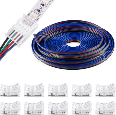 VISSQH Kit De Connecteur De Bande LED RGB 4 Broches 10 Mm 10Packs 4