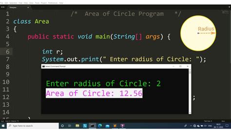 Java Program To Calculate Area Of Circle Learn Coding Youtube